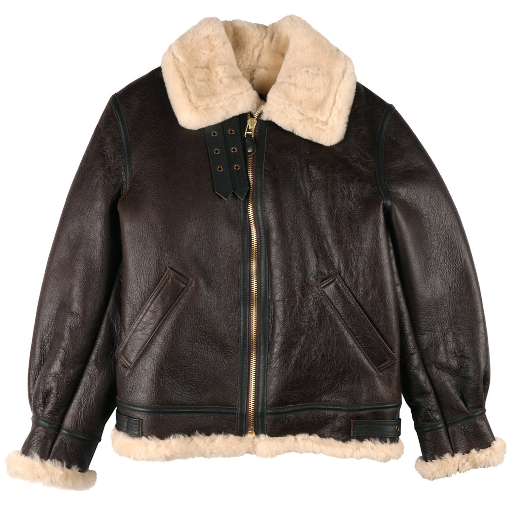 Schott NYC 257S Classic B-3 Sheepskin Leather Bomber Jacket Men's - Brown with Gold Size 42