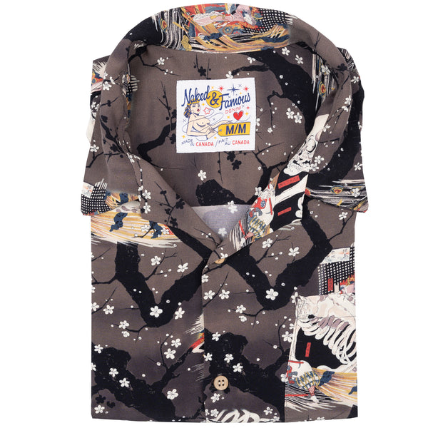 Aloha Shirt - Skeletons - Dark Grey