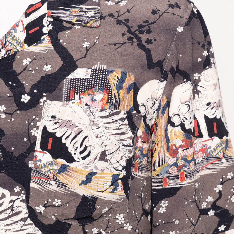 Aloha Shirt - Skeletons - Dark Grey