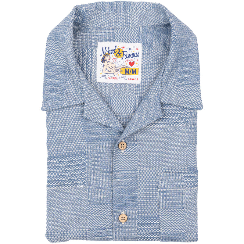 Aloha Shirt - Dobby Patchwork - Pale Blue