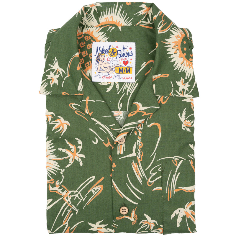 Aloha Shirt - Waikiki Waves - Green