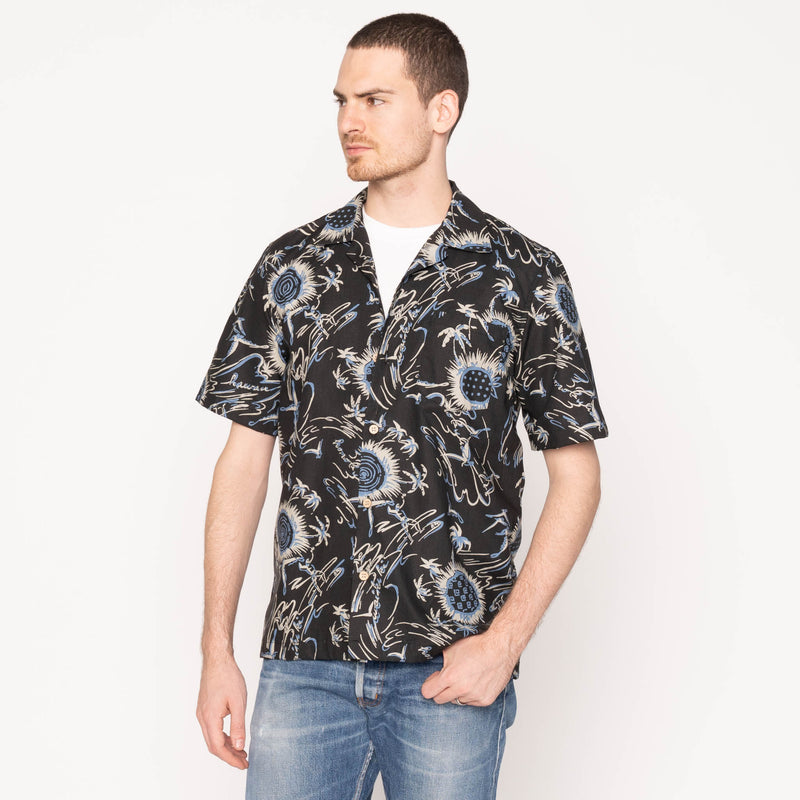 Aloha Shirt - Waikiki Waves - Black