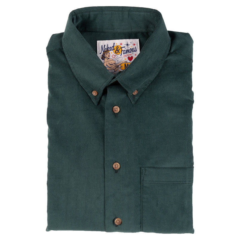 Easy Shirt - Cotton Dyed Corduroy - Green | Naked & Famous Denim