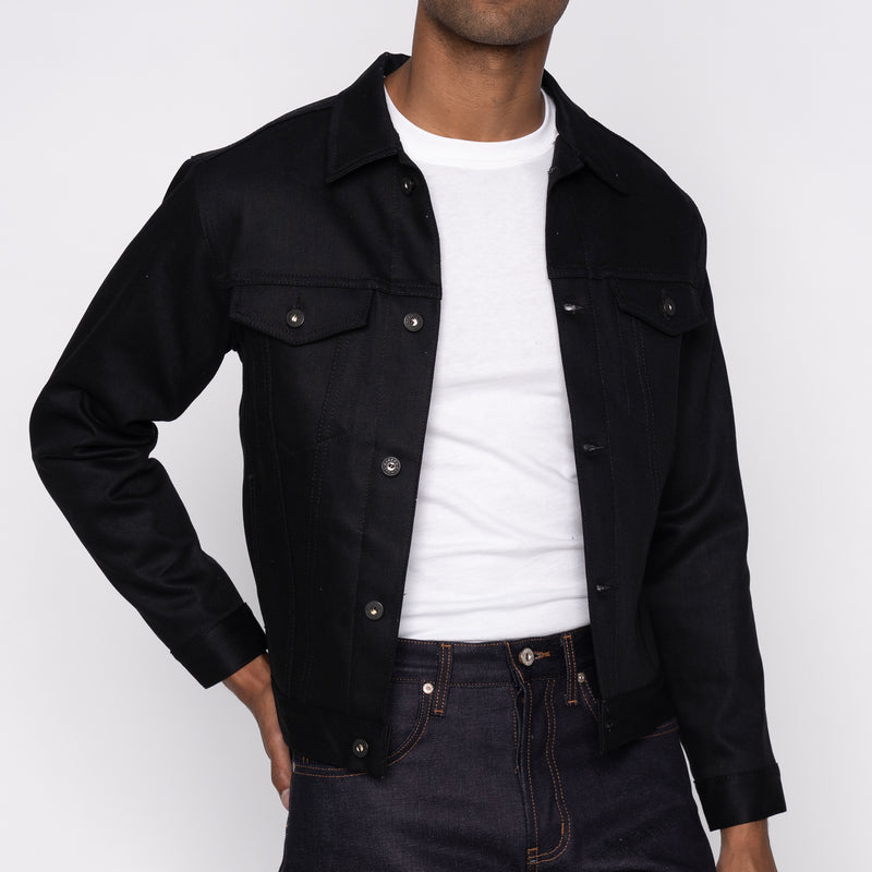 Lined Denim Jacket - Solid Black Selvedge | Naked & Famous Denim