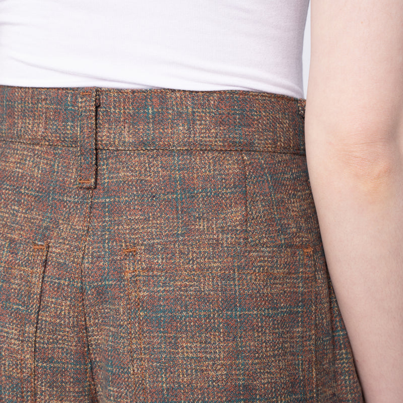 Wide Leg Trouser - Triple Yarn Twist Brushed Tweed - Desert Sunset