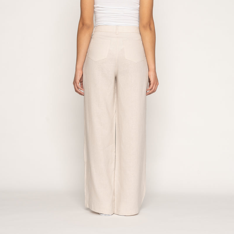 Relaxed Pleated Trouser - French Linen Fine Canvas - Ecru | Naked & Famous Denim