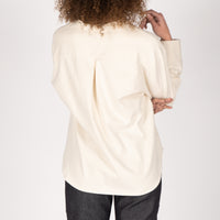 Band Collar Shirt - Cotton Yarn Dyed Flannel - Bone | Naked & Famous Denim