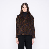 Collarless Jacket - Paisley Corduroy - Brown