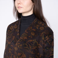 Collarless Jacket - Paisley Corduroy - Brown