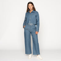 Cropped Jacket - Antique Blue Denim Stretch