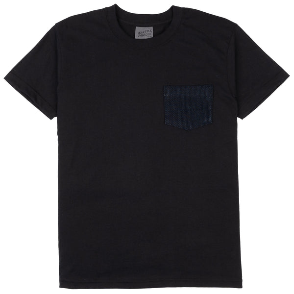 Pocket Tee - Black - Indigo Sashiko