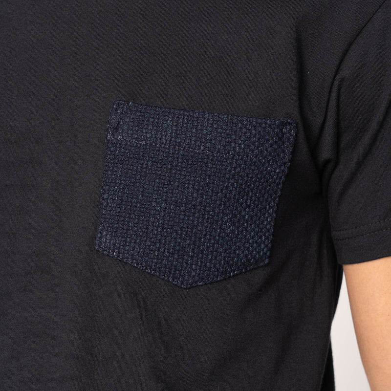 Pocket Tee - Black - Indigo Sashiko