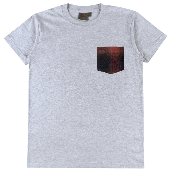 Pocket Tee - Heather Grey + Tweedy Cotton Vintage Brushed - Red | Naked & Famous Denim