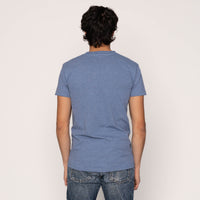 Pocket Tee - Navy - Linen Cats - Heather Blue