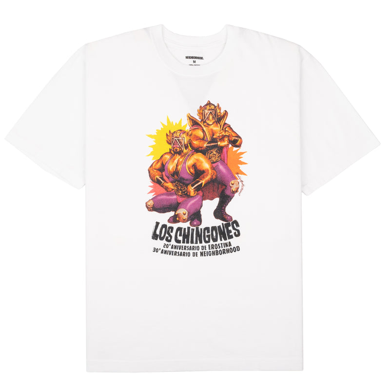 T-shirt Neighbourhood x Erostika Los Chingones - Lutteurs - Blanc