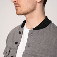 Color Block Denim Jacket - Black/Grey