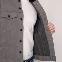 Color Block Denim Jacket - Black/Grey