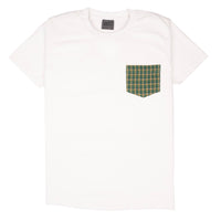 Pocket Tee - White - Yarn Dyed Double Cloth - Green