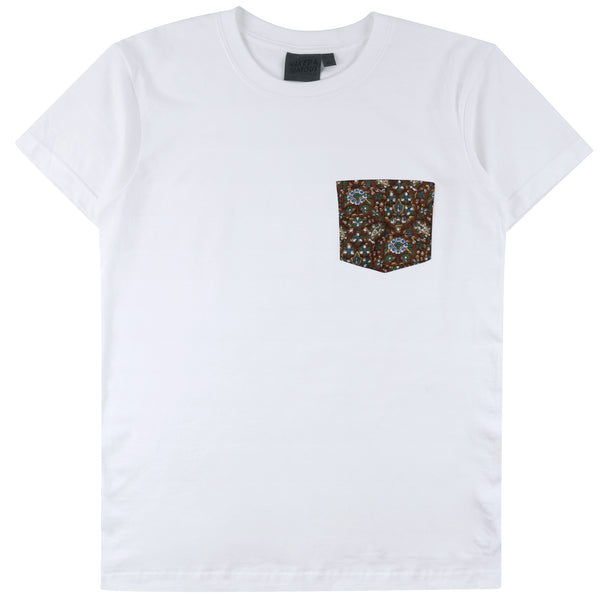 Pocket Tee - White + Bandana Cloth - Brown | Naked & Famous Denim