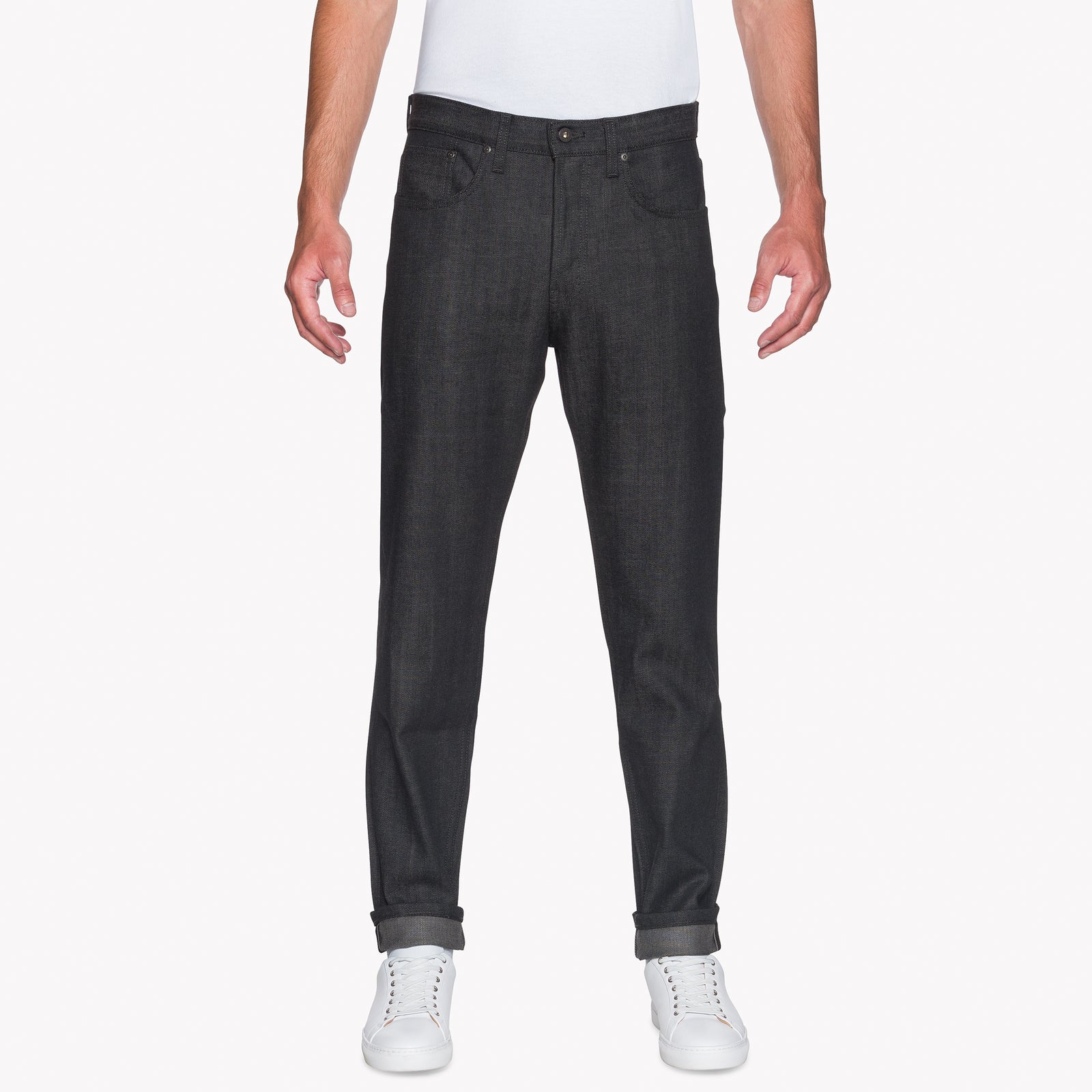 New Naked & Famous Super outlet Guy Size 30 Black x Grey Stretch Selvedge Denim