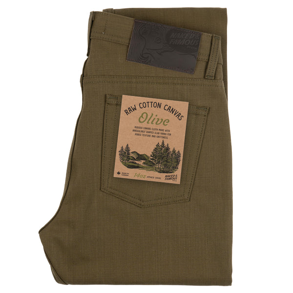 Weird Guy - Raw Cotton Canvas - Olive | Naked & Famous Denim