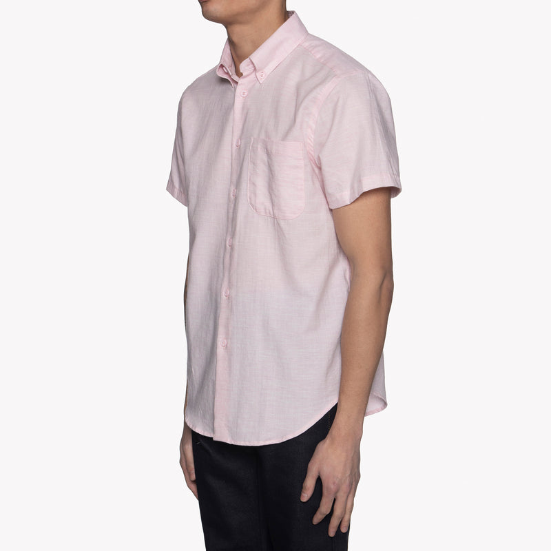 Short Sleeve Easy Shirt - Organic Cotton Twill - Pink | Naked & Famous Denim