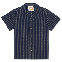 Aloha Shirt - Vintage Dobby Stripes - Navy
