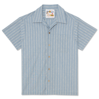 Aloha Shirt - Vintage Dobby Stripes - Pale Blue
