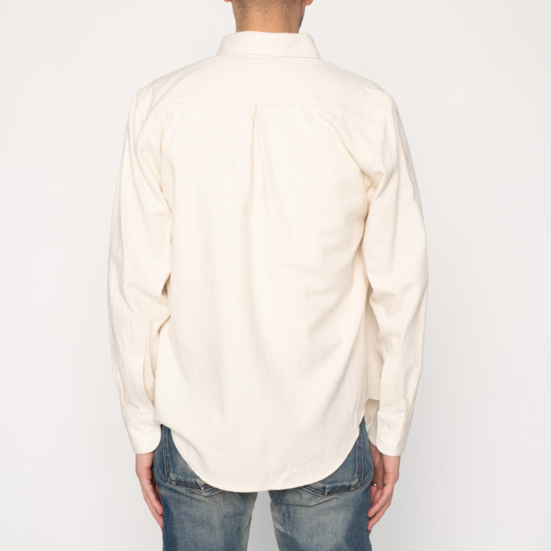 Easy Shirt - Cotton Silk Blend Twill - Ivory | Naked & Famous Denim