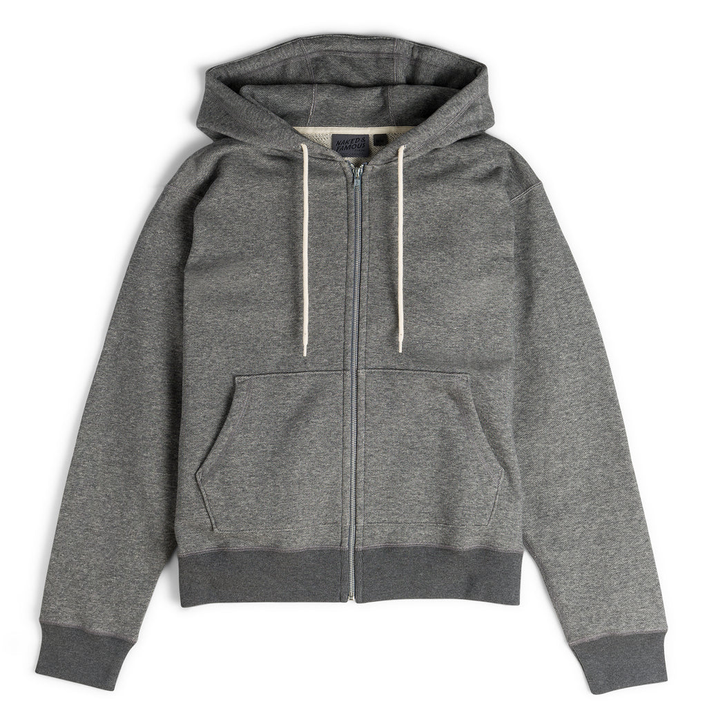 Zip Hoodie - Heavyweight Terry - Charcoal | Naked & Famous Denim – Tate ...