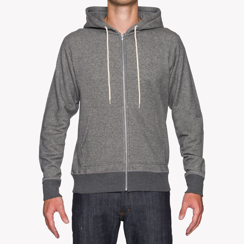 Zip Hoodie - Heavyweight Terry - Charcoal | Naked & Famous Denim
