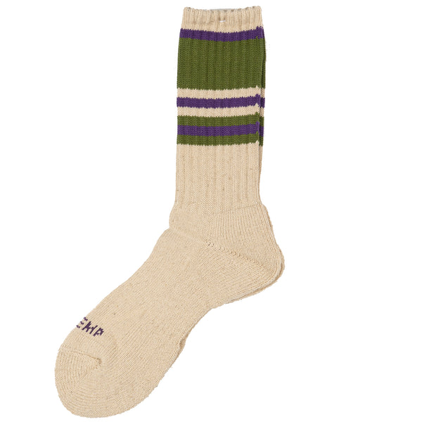 GOHEMP Random Striped Pile Crew - Green