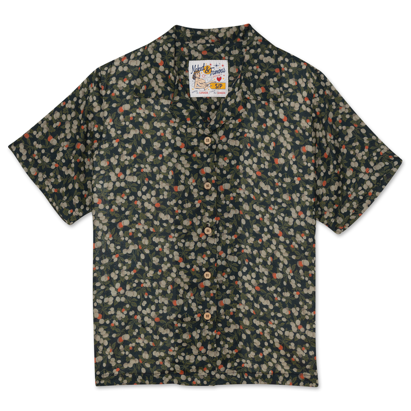 Camp Collar Shirt - Fruit Print - Navy
