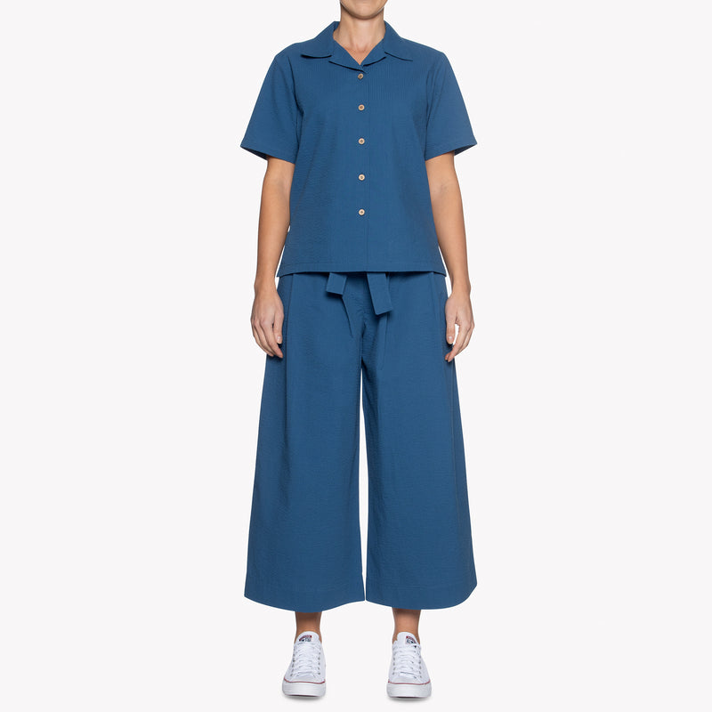 Wide Pant - Seersucker 40s - Blue | Naked & Famous Denim