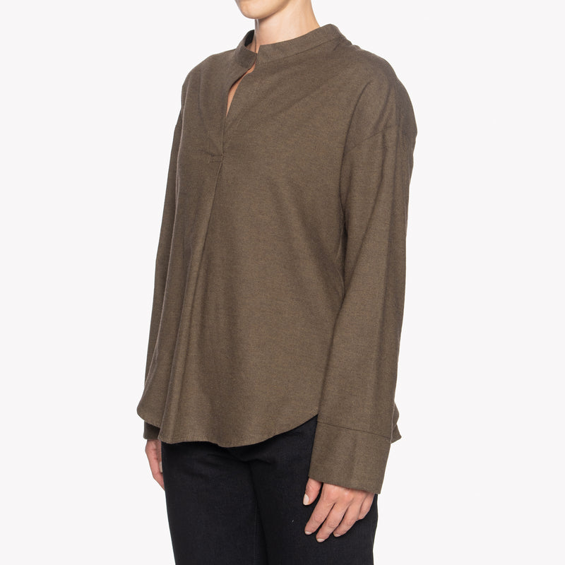 Band Collar Shirt - Soft Twill - Army | Naked & Famous Denim