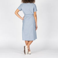 Wrap Dress - Vintage Dobby Stripes - Pale Blue | Naked & Famous Denim