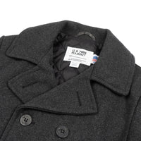 740 - Classic Melton Wool Navy Pea Coat - Dark Oxford Grey