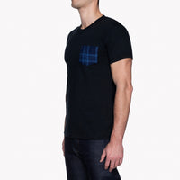 Pocket Tee - Black + Soft Plaid - Blue | Naked & Famous Denim