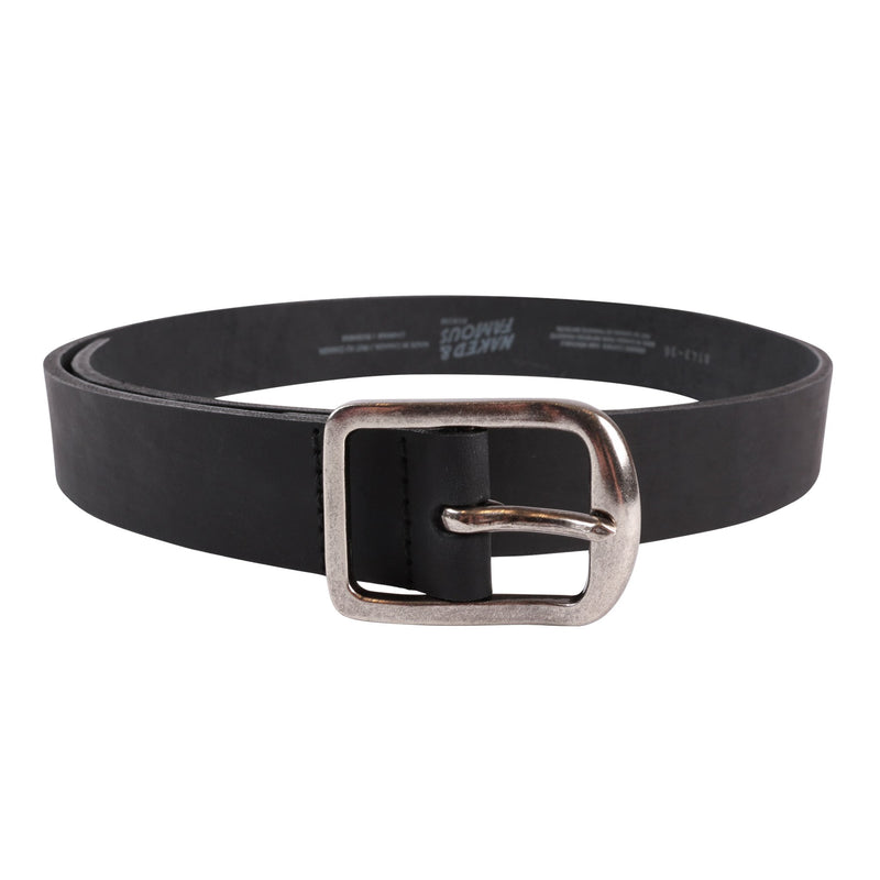 Thick 7mm Leather Belt - Black | Naked & Famous DenimThick Belt - Thick Bovine Leather - Black Media 1 of 2