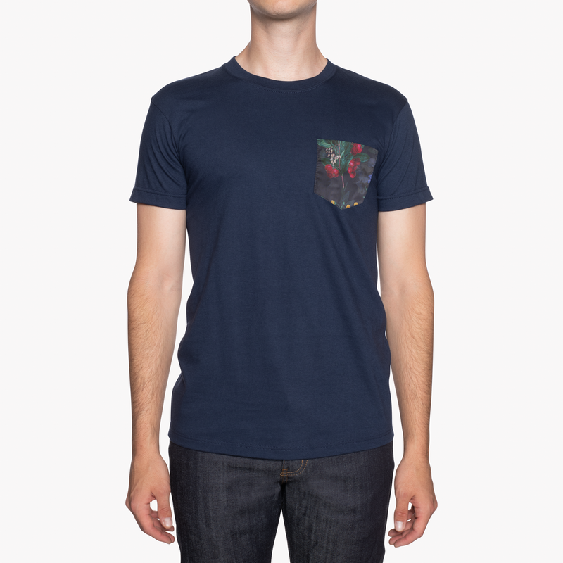 Pocket Tee - Navy - Botanical Print - Navy | Naked & Famous Denim