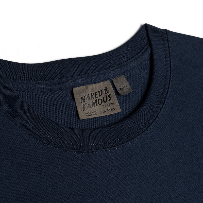 Pocket Tee - Navy + Soft Plaid - Navy/Red | Naked & Famous Denim