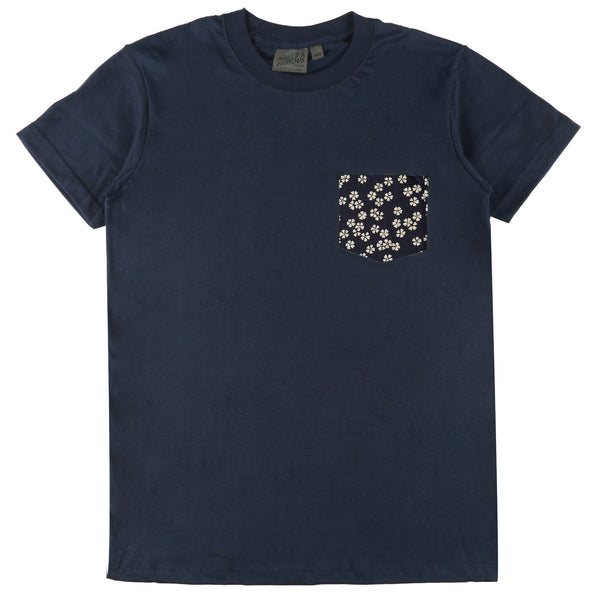 Pocket Tee - Navy - Kimono Flowers | Naked & Famous Denim