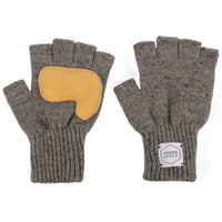 Ragg Wool Fingerless Glove - Grey Tweed With Natural Deerskin