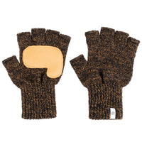 Ragg Wool Fingerless Glove - Rust Melange With Natural Deerskin