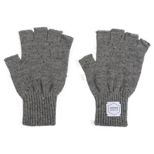 Gants sans doigts en laine Ragg - Tweed gris