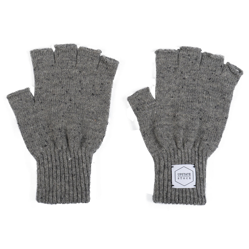 Ragg Wool Fingerless Glove - Grey Tweed